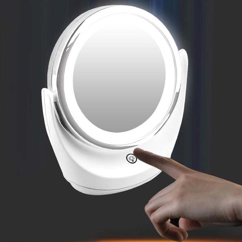 דו צדדי הוביל איפור מראה פנים 5 פעמים מגדלת מגע מסך אורות מראה אמבטיה איפור קוסמטי יהירות 360 מסתובב מראה מתנה