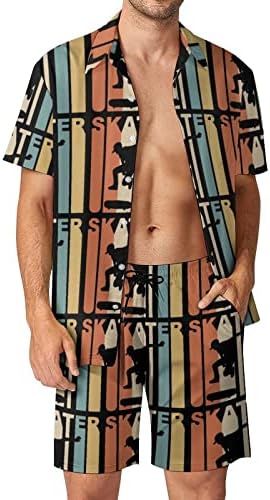 רטרו משנות השבעים של משנות השבעים של גברים משנות השבעים תלבושות חוף של חוף הים כפתור הוואי למטה חולצה עם שרוול קצר וחליפות