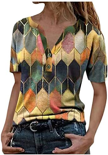 מקרית חולצות לנשים צוואר אופנה קצר קיץ צוואר נשים של חולצה מודפס שרוול חולצות נשים של נשים של חולצות