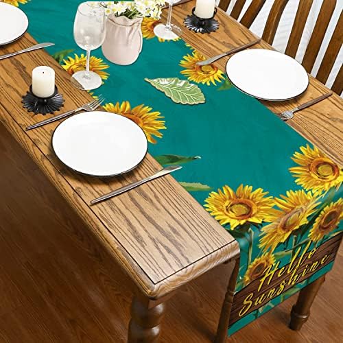 קיץ שולחן רץ שלום שמש חמניות כהה ירוק שולחן קישוטי עונתי שידה בית מטבח אוכל שולחן המפלגה דקור 13 איקס 72 אינץ