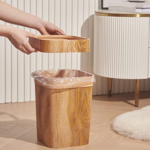 פח אשפה קטן, פח פסולת 2.6 ליטר עם דפוס עץ זבל מלבני פחית דקורטיבי מיכל פסולת סלסול לחדר אמבטיה, חדר שינה, מטבח, בית,