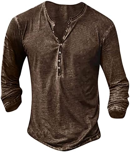 חולצות Zefotim Henley לגברים כפתור שרוול ארוך/קצר למטה V צוואר V צוואר אופנה מזדמן גרפי גרפי חולצות במצוקה