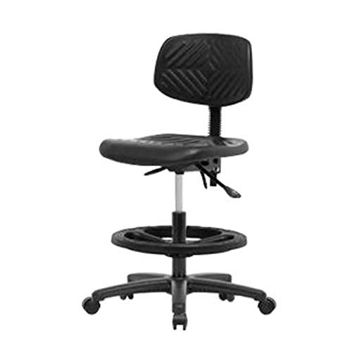 כיסא פוליאוריטן בגובה ספסל בינוני עם בסיס ניילון שחור וללא הטיה / זרוע, ללא טבעת רגל, גלגלים